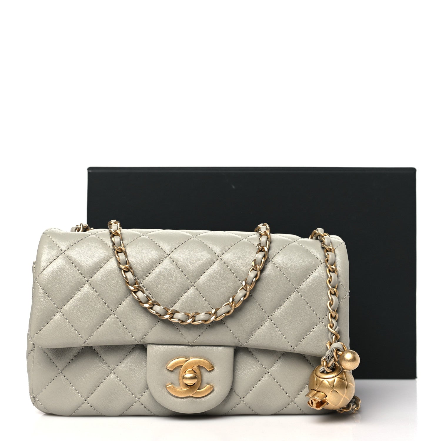 Chanel Lambskin Quilted Mini Rectangular Pearl Crush Flap Grey 11 of 11