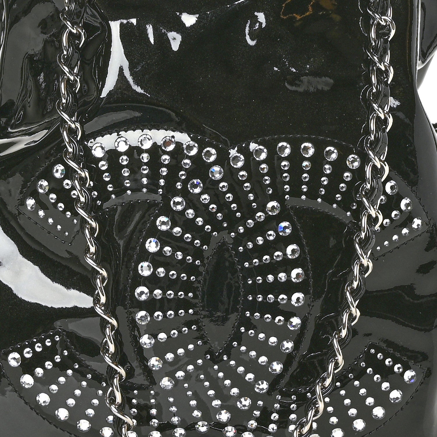 Chanel Patent Crystal Strass Bonbons Tote Black 7 of 9