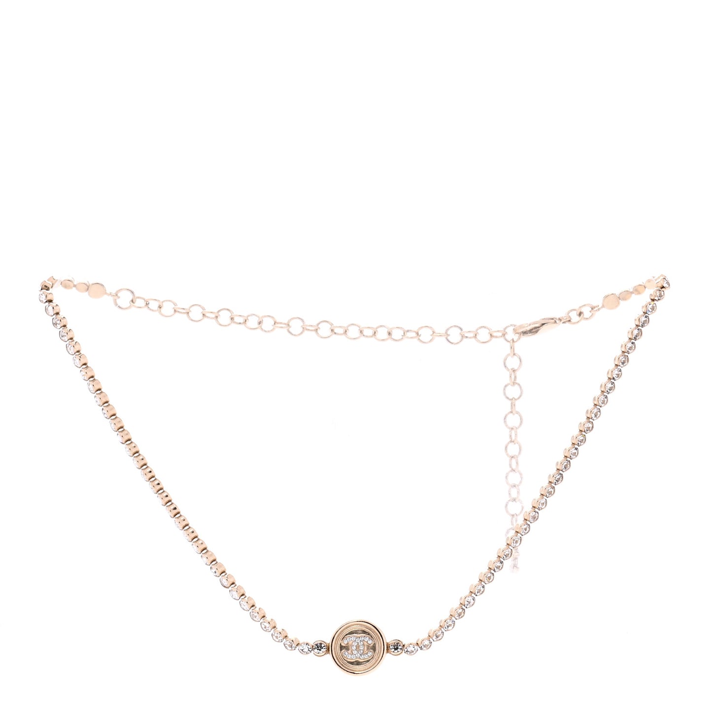 Crystal CC Chain Short Necklace Gold
