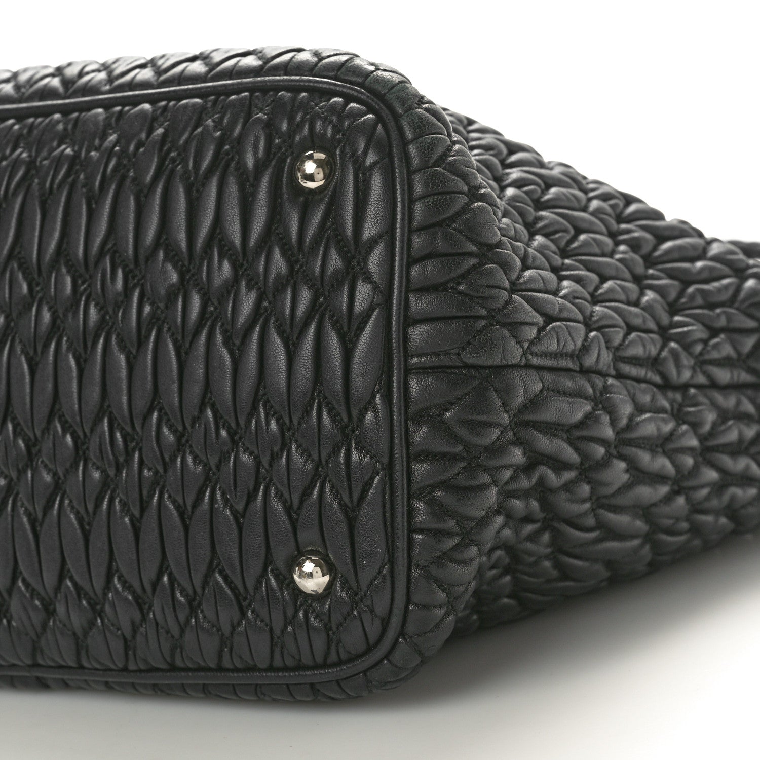 Miu Miu Nappa Matelasse Swarovski Crystal Tote Black 9 of 12