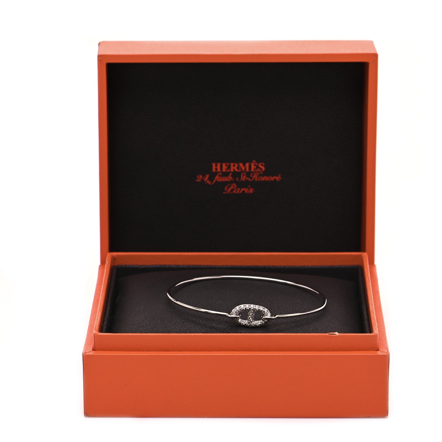 18K White Gold Diamond PM Ronde Chaine d'Ancre Bracelet SH