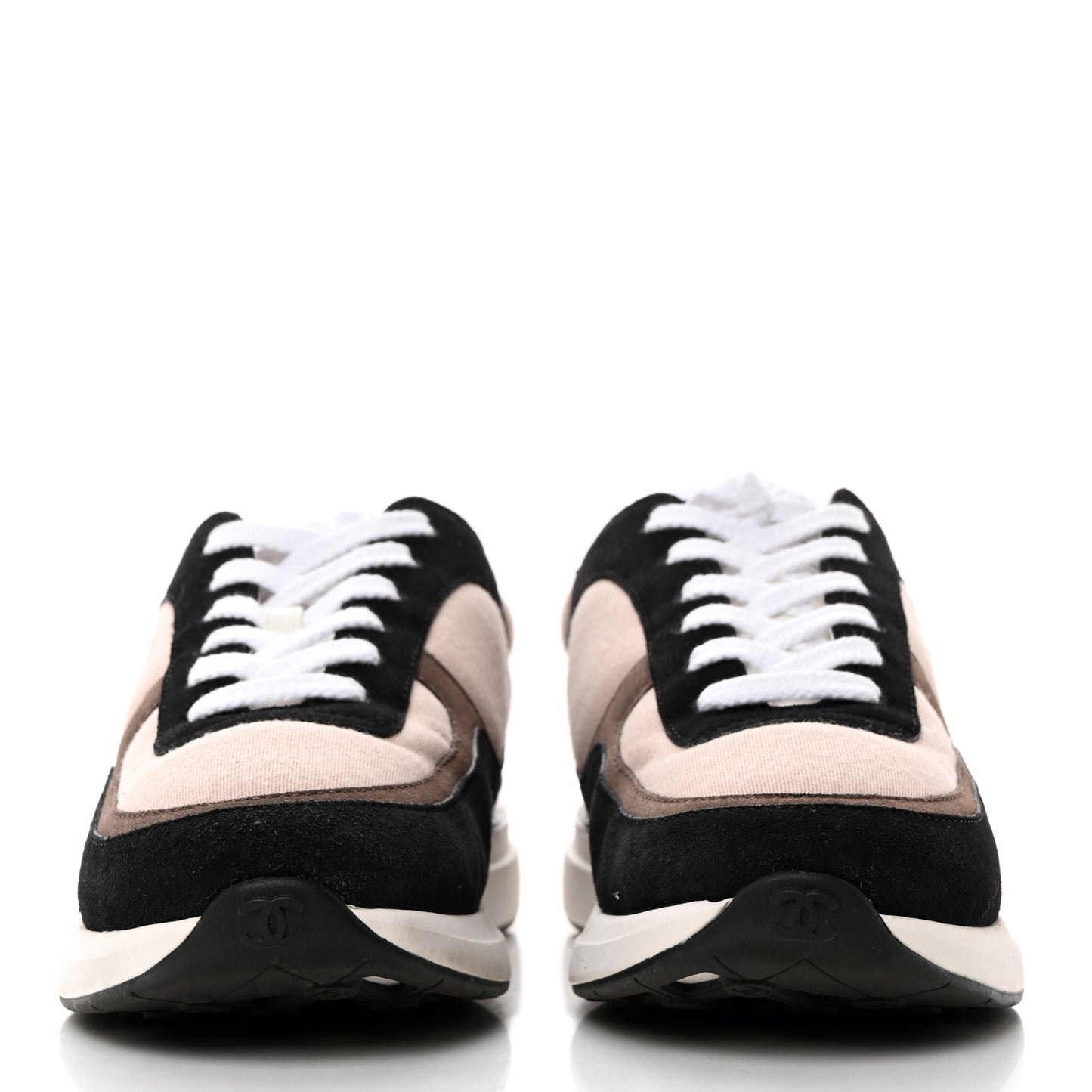 Suede Calfskin Fabric CC Sneakers 39 Dark Grey Light Pink