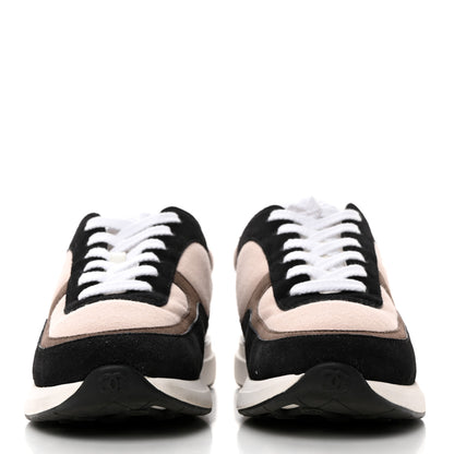 Chanel Suede Calfskin Fabric CC Sneakers 39 Dark Grey Light Pink 3 of 9