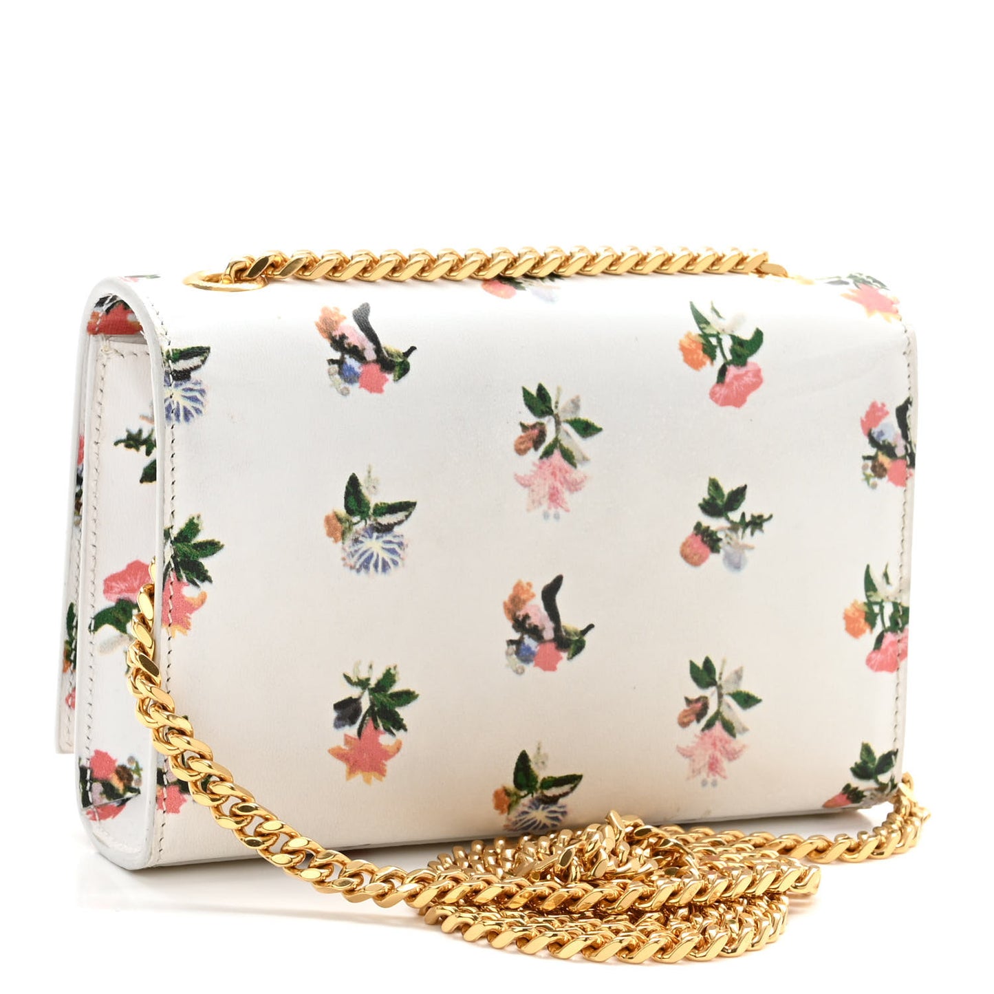 Calfskin Prairie Flower Printed Small Classic Monogram Kate Satchel White