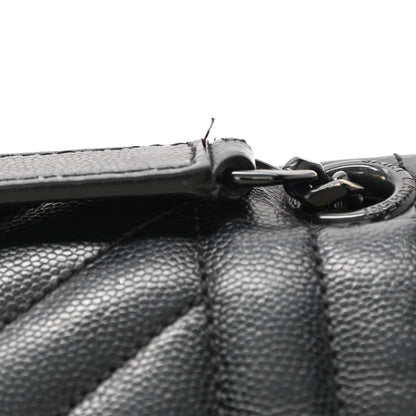 Saint Laurent Grain De Poudre Textured Mixed Matelasse Triquilt Medium Monogram Satchel Black 12 of 13