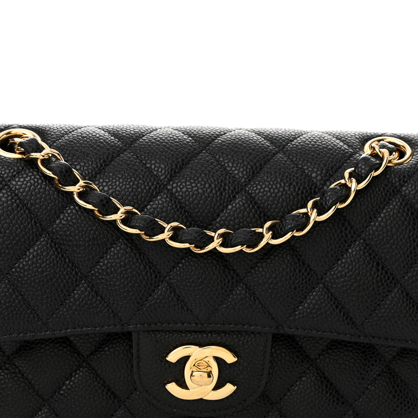 Caviar Quilted Small Double Flap Black