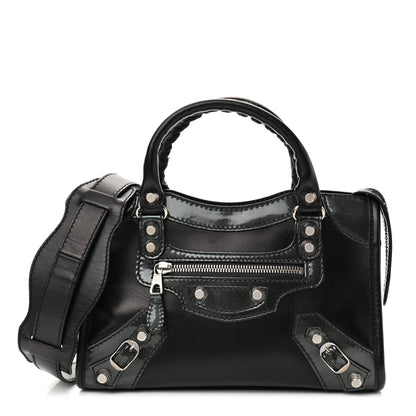 Balenciaga Smooth Calfskin Metallic Patent Giant 12 Silver Hardware Mini City Black Gris 1 of 10