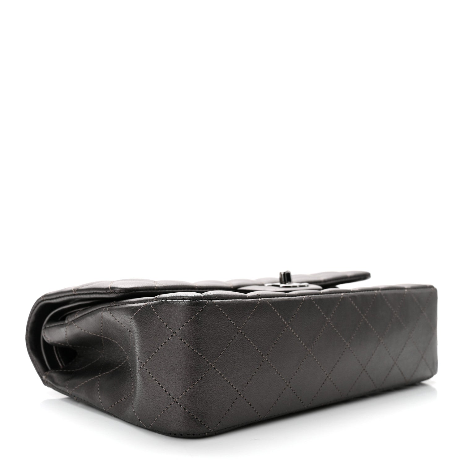 Chanel Metallic Lambskin Quilted Medium Double Flap Pewter 3 of 11