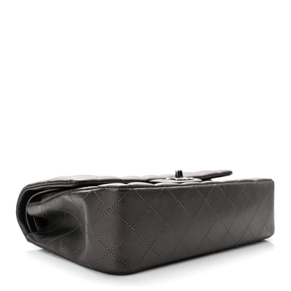 Chanel Metallic Lambskin Quilted Medium Double Flap Pewter 3 of 11