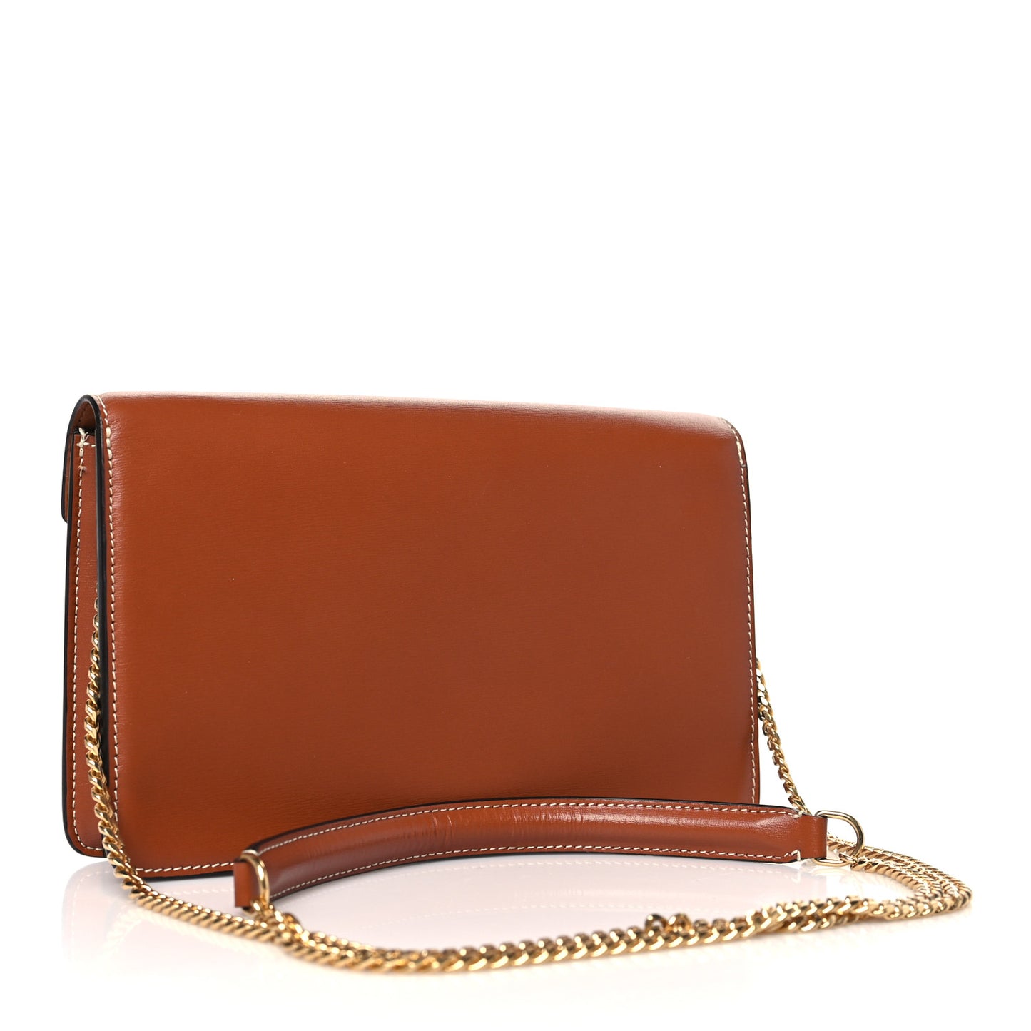 Shiny Calfskin Triomphe Margo Wallet on Chain Tan
