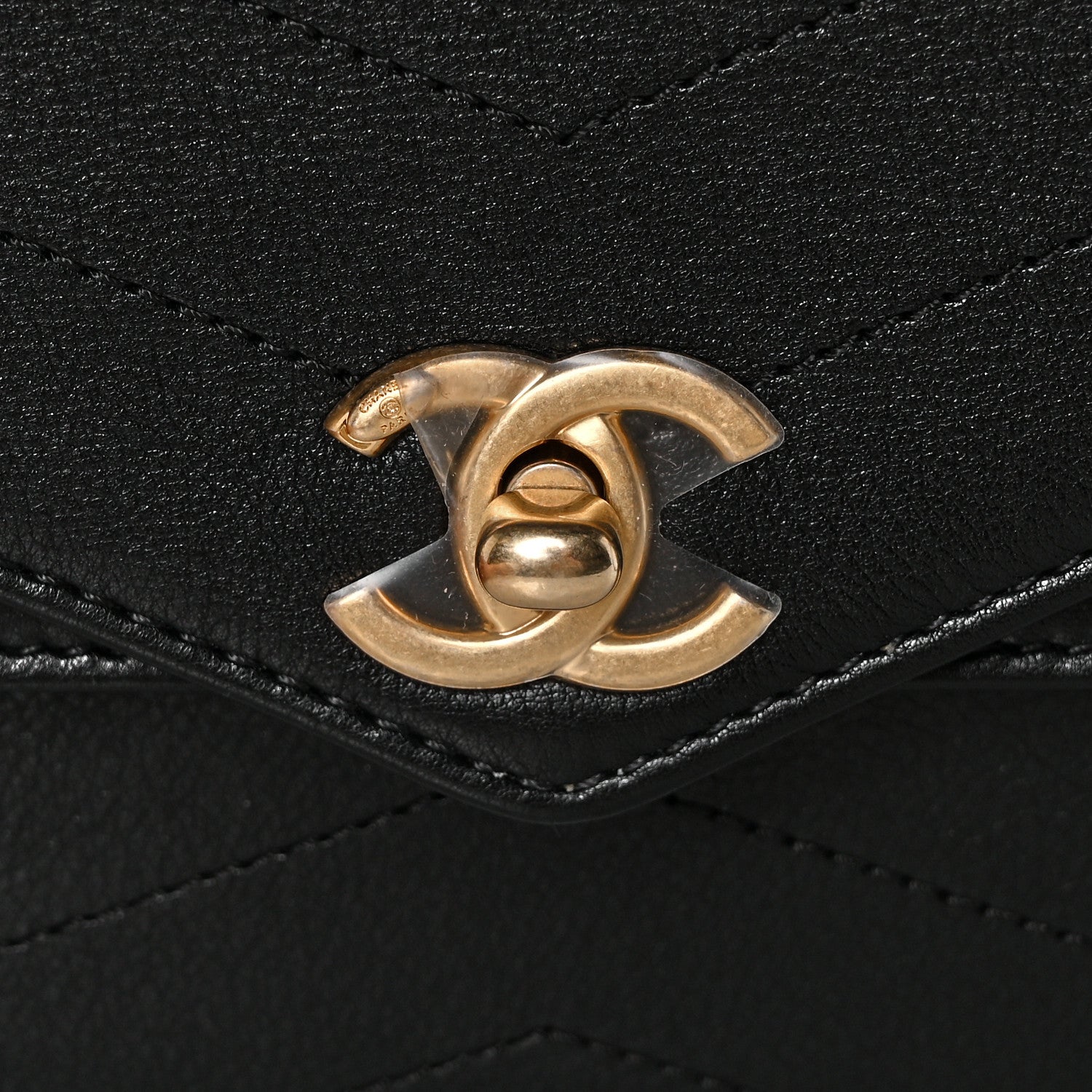 Chanel Calfskin Chevron Quilted Casual Trip Flap Black 8 of 11