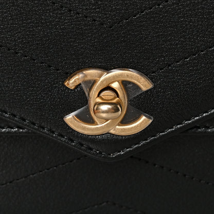 Chanel Calfskin Chevron Quilted Casual Trip Flap Black 8 of 11