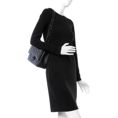 Chanel Crumpled Calfskin Quilted Jumbo Double Flap So Black 2 of 9