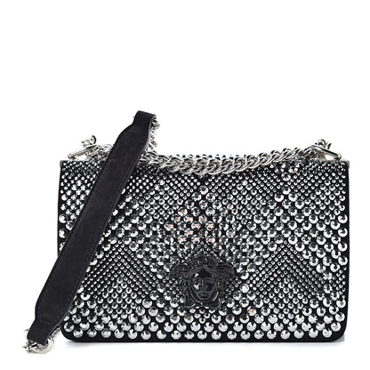 Versace Suede Palazzo Crystal Chain Evening Bag Black 1 of 9