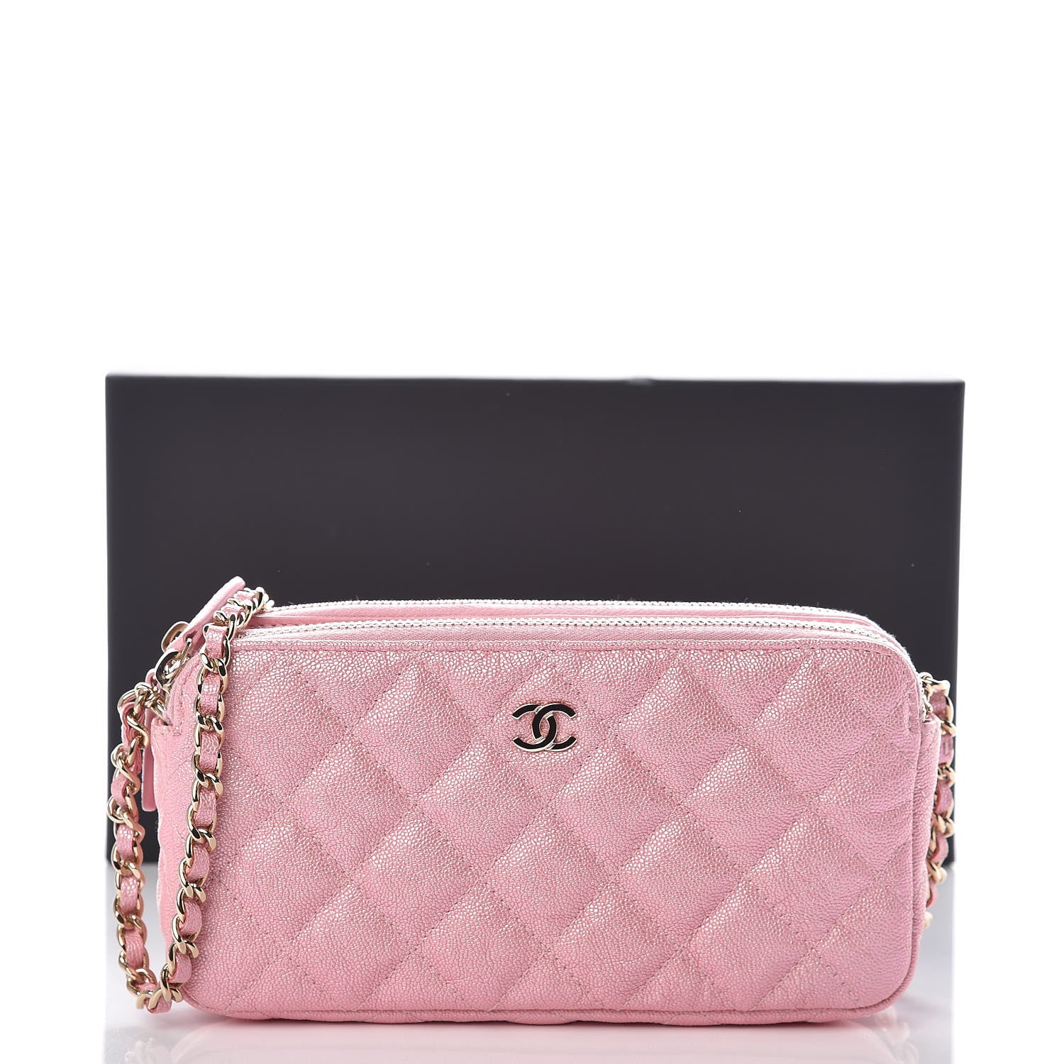 Chanel Iridescent Caviar Quilted Small Clutch With Chain Pink 22 of 22