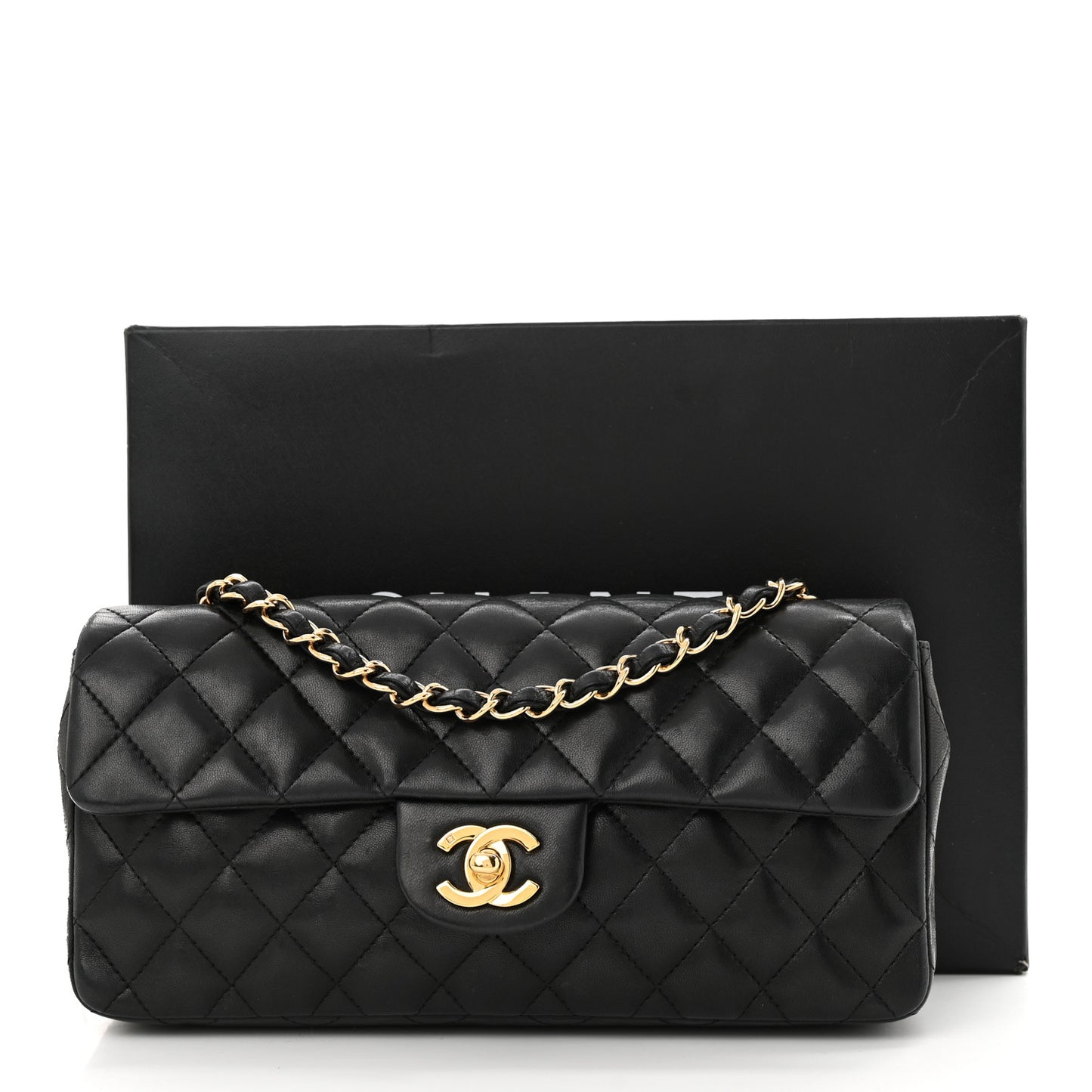 Lambskin Quilted East West Flap Black