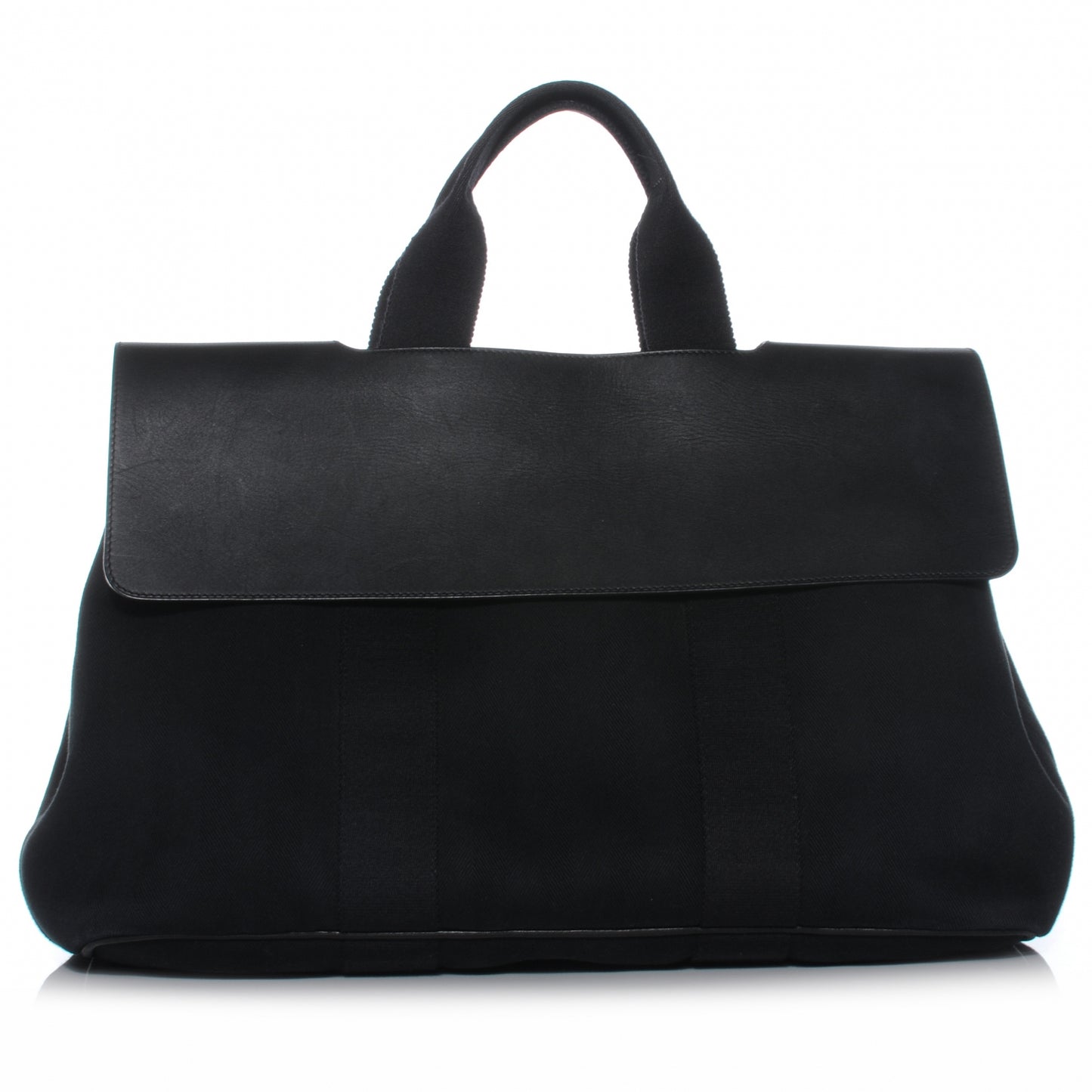 Herringbone Cotton and Leather Valparaiso Black