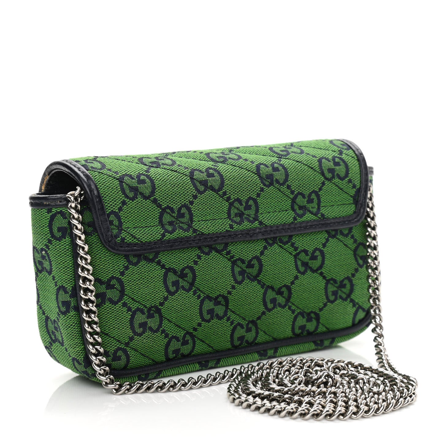 Monogram Multicolor Matelasse Diagonal Super Mini GG Marmont Shoulder Bag Green Blue