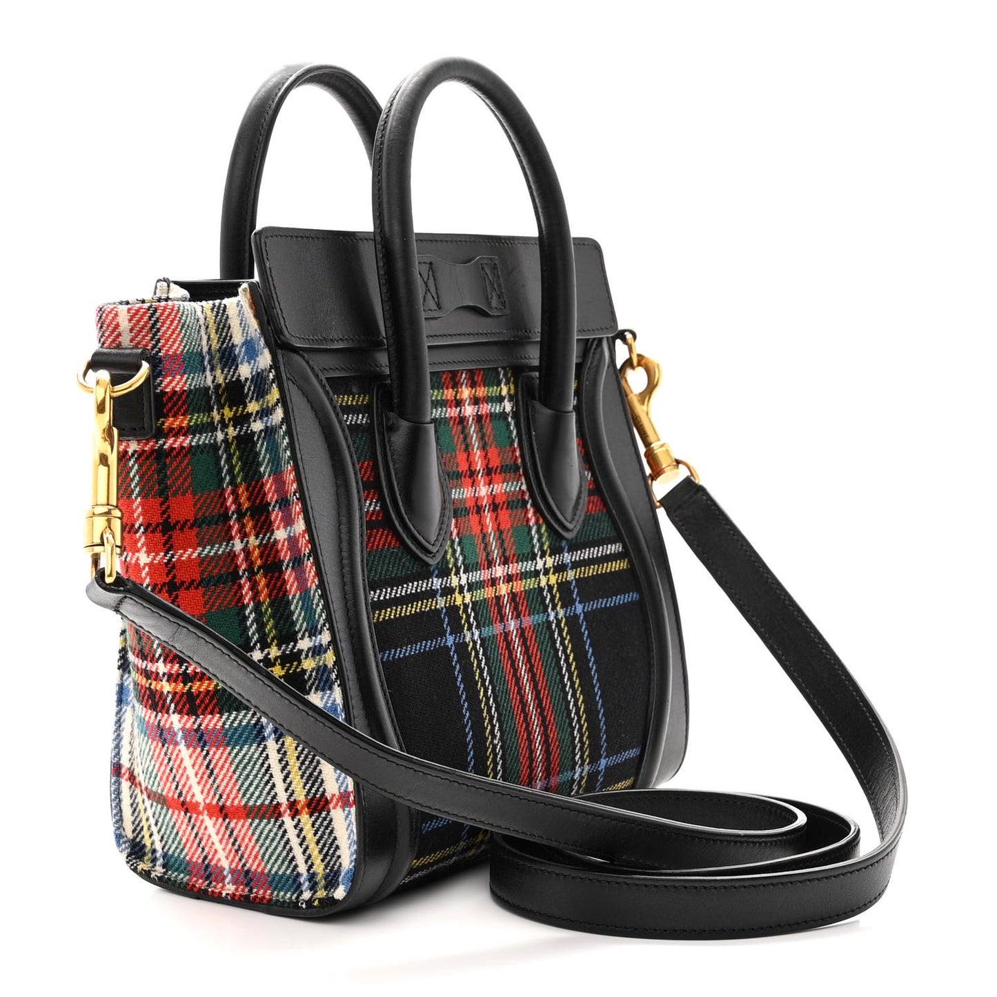 Tartan Calfskin Nano Luggage Red Blue