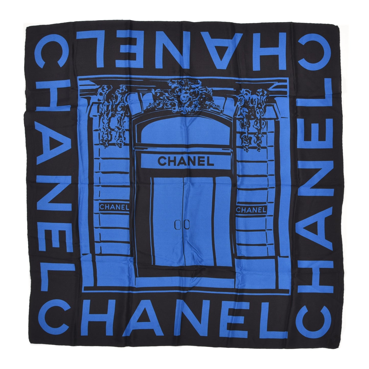 Silk Scarf CC Logo Blue Black