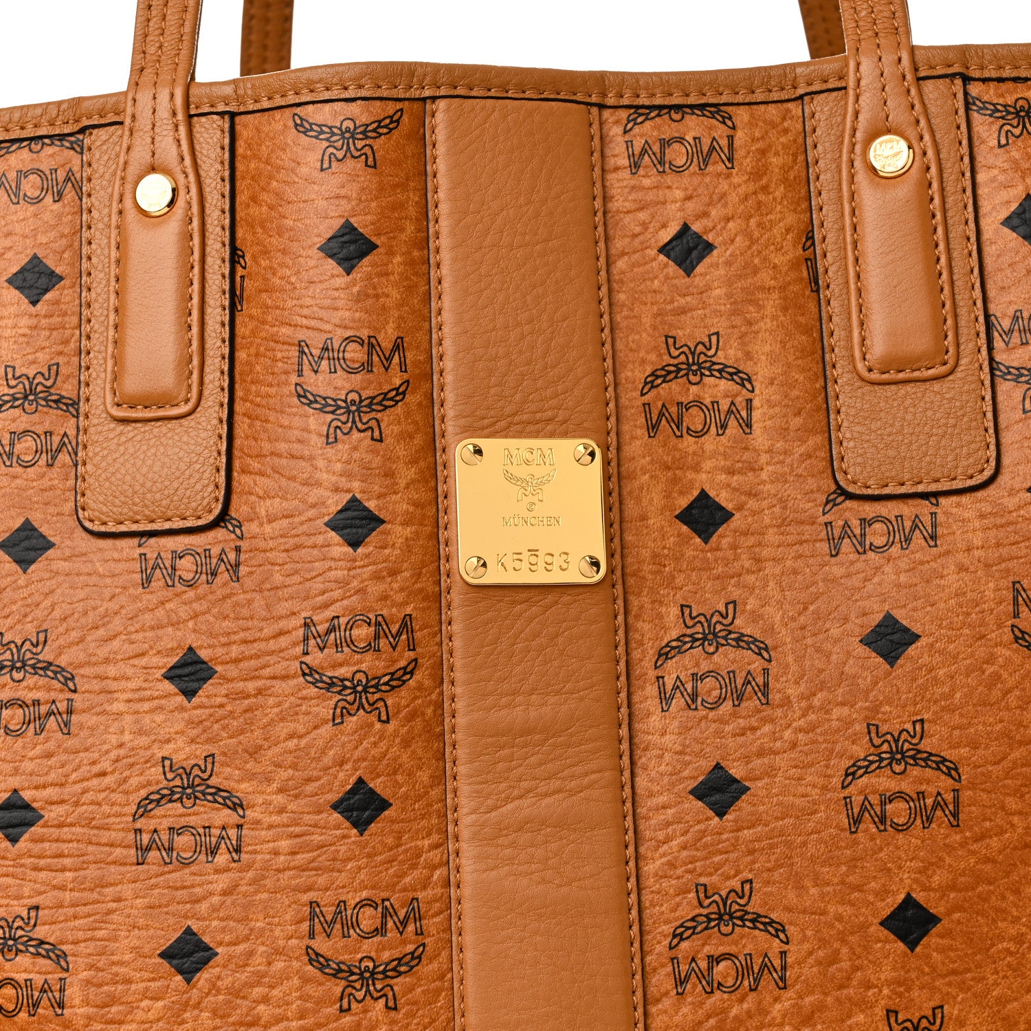 MCM Visetos Large Liz Reversible Shopper Tote Cognac 10 of 16