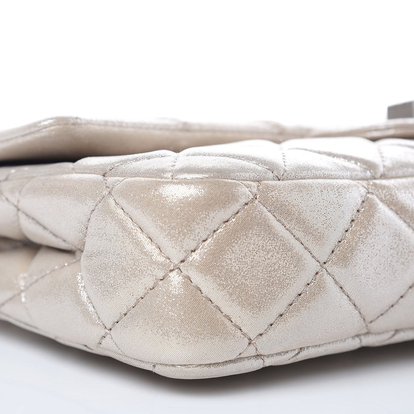 Iridescent Calfskin Quilted Large Roll 2.55 Reissue Clutch Light Gold