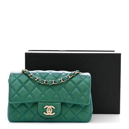 Chanel Iridescent Lambskin Quilted Mini Rectangular Flap Green 11 of 11