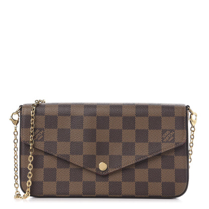 Louis Vuitton Damier Ebene Pochette Felicie Chain Wallet 1 of 9
