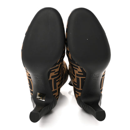 Fendi Lycra Vitello FF Logo Tape Promenade Ankle Boots 40 Tobacco Black 5 of 10