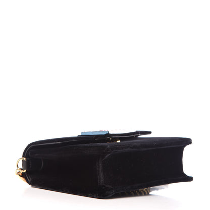 Gucci Velvet Crystal Square G Shoulder Bag Black 4 of 10