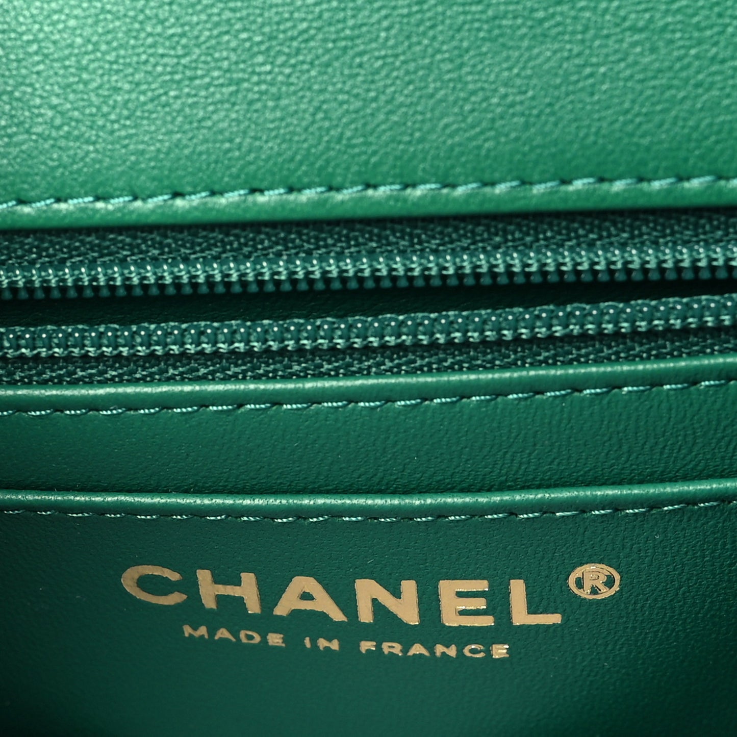 Lambskin Quilted Mini Top Handle Rectangular Flap Green