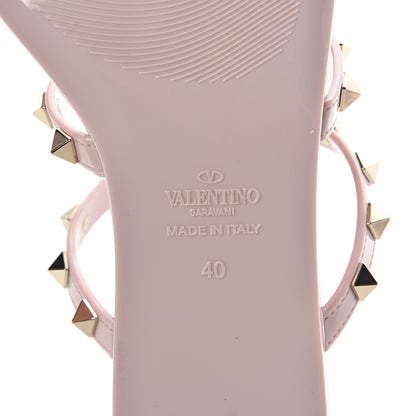 Valentino Garavani PVC Jelly Rockstud Caged Flat Thong Sandals 40 Water Rose 6 of 7