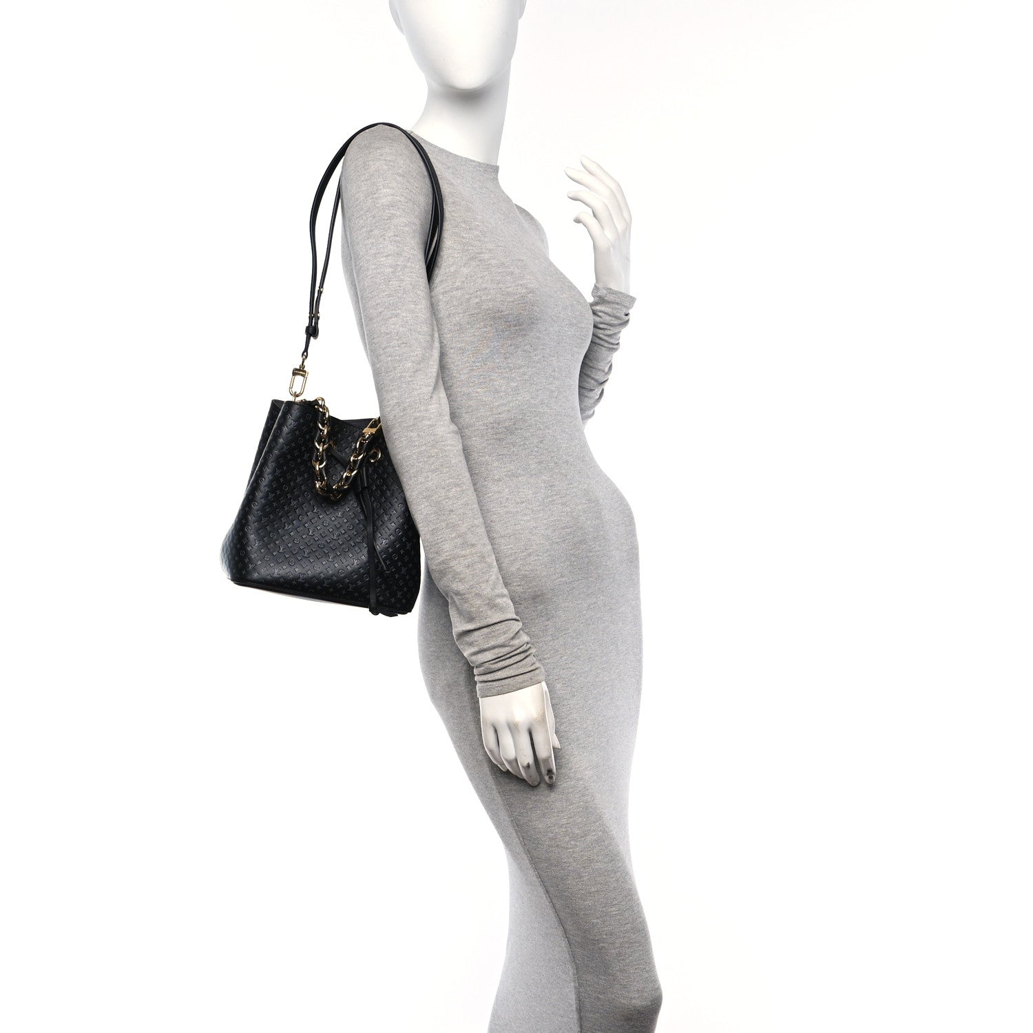 Louis Vuitton Calfskin Nanogram Embossed Neonoe BB Black 2 of 11