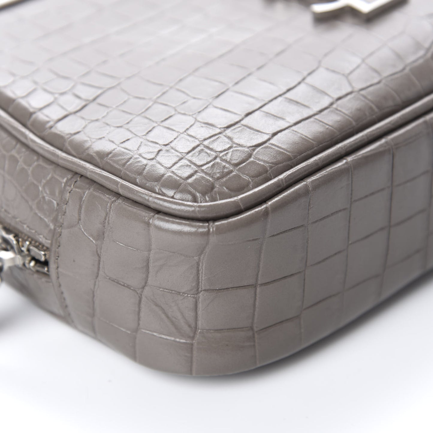 Calfskin Crocodile Embossed Monogram Lou Camera Bag Fog