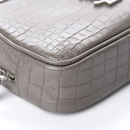 Saint Laurent Calfskin Crocodile Embossed Monogram Lou Camera Bag Fog 6 of 10