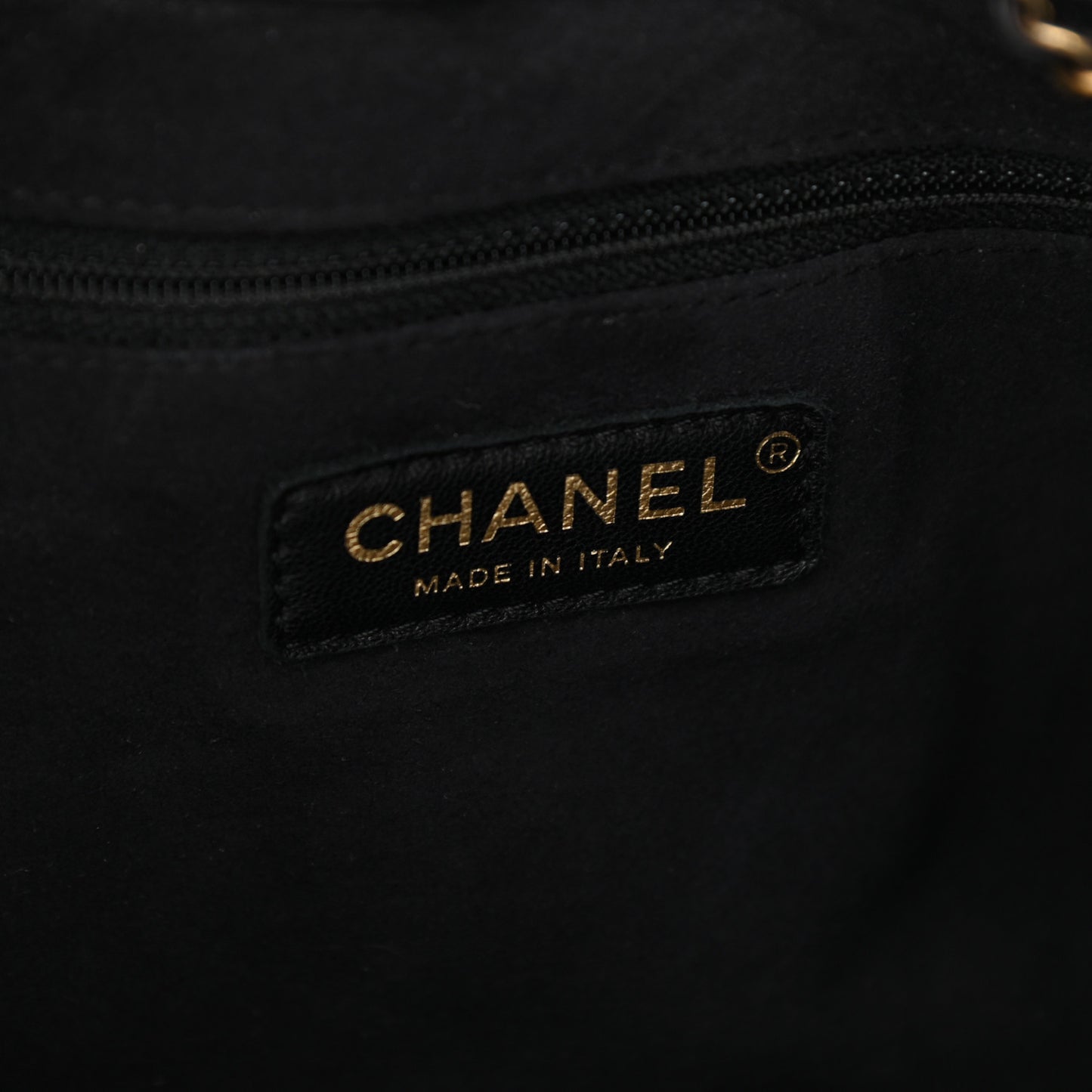 Calfskin Stitched Small Paris Rome Drawstring CC Bag Black