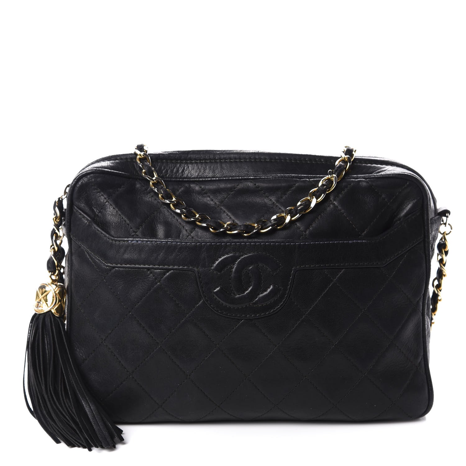 Chanel Lambskin Quilted CC Tassel Camera Case Black 1 of 11