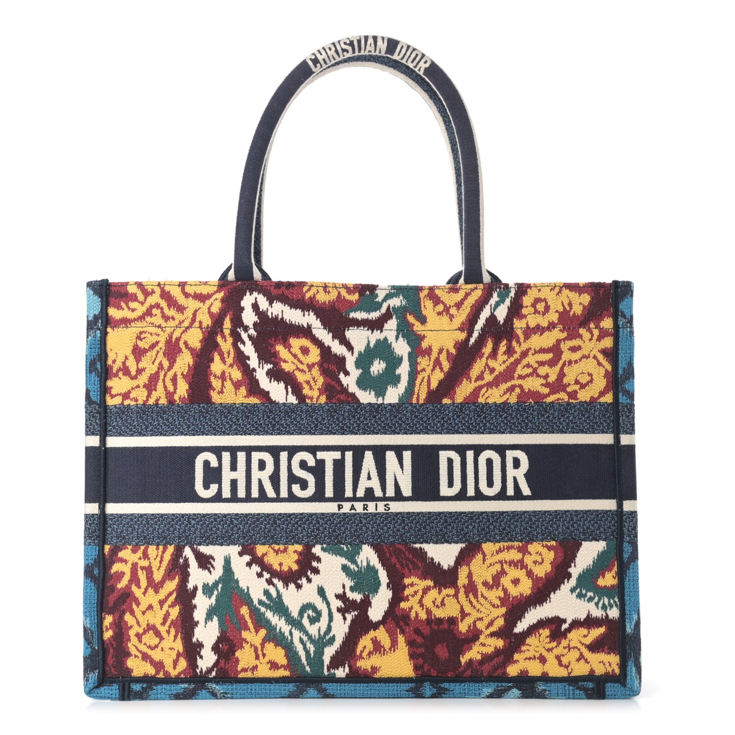 Canvas Embroidered Paisley Medium Book Tote Blue Multicolor