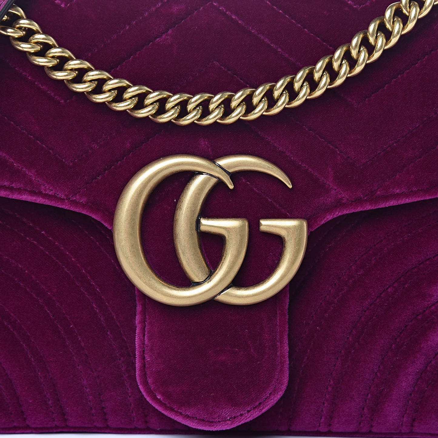 Velvet Matelasse Medium GG Marmont Shoulder Bag Fuchsia Violet Cyclamen