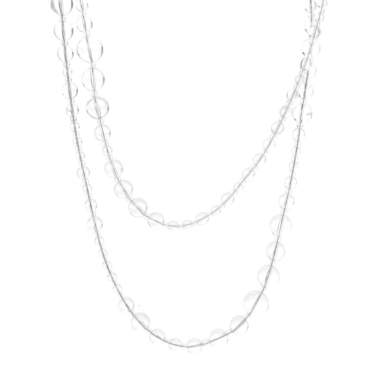 Crystal CC Double Strand Long Chain Necklace Transparent