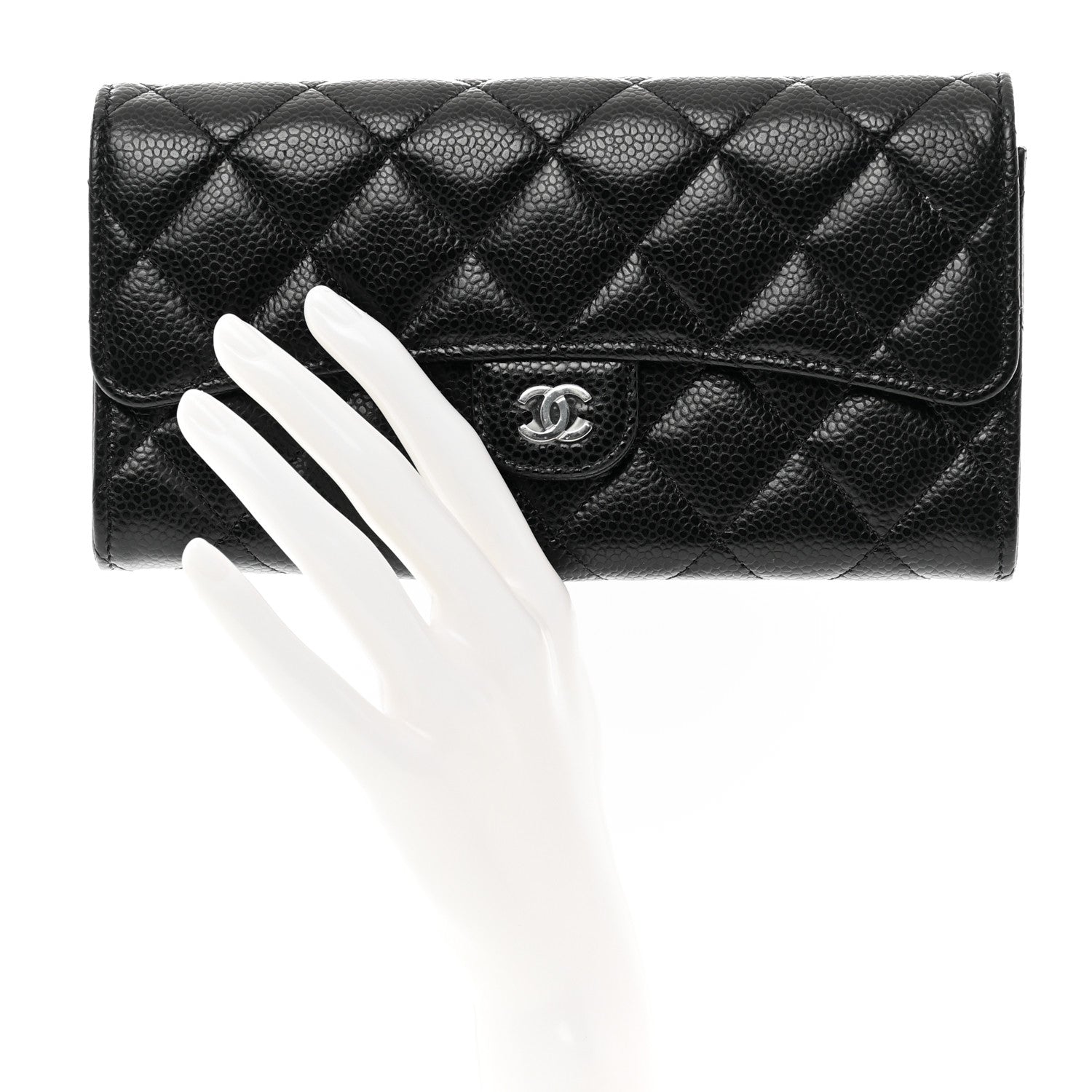 Chanel Caviar Quilted Long Flap Wallet Black 2 of 9
