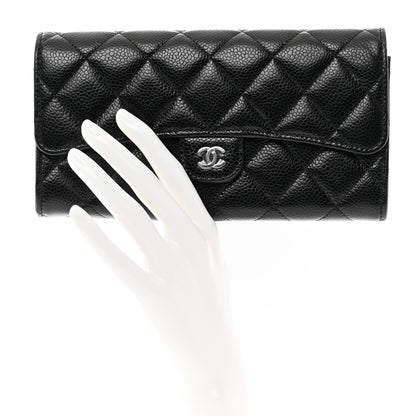 Chanel Caviar Quilted Long Flap Wallet Black 2 of 9