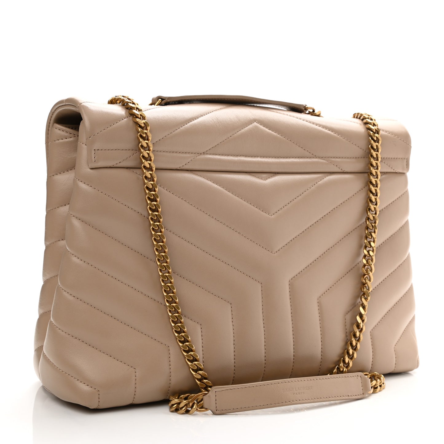 Calfskin Y Quilted Monogram Medium Loulou Chain Satchel Light Natural