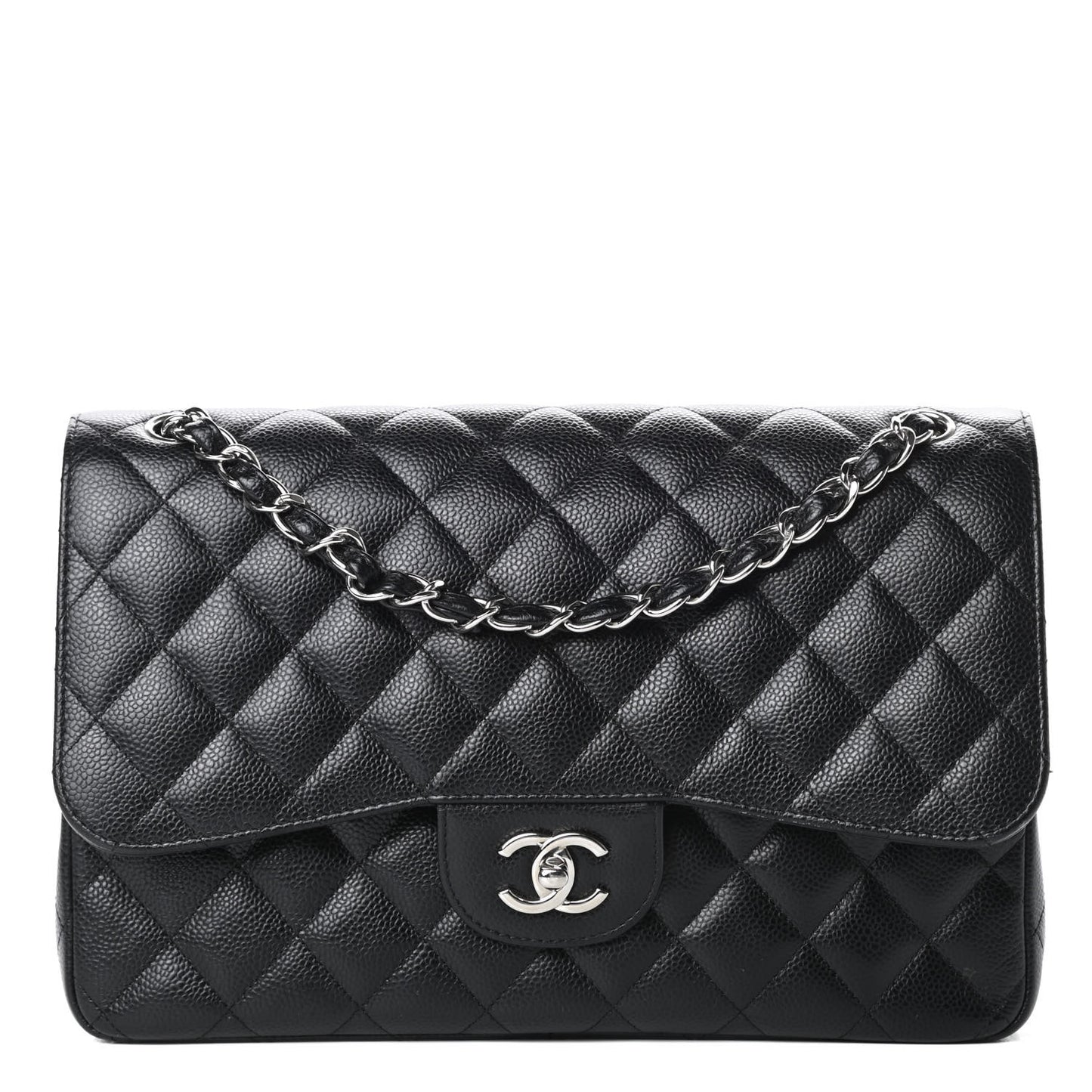 Caviar Quilted Jumbo Double Flap Black