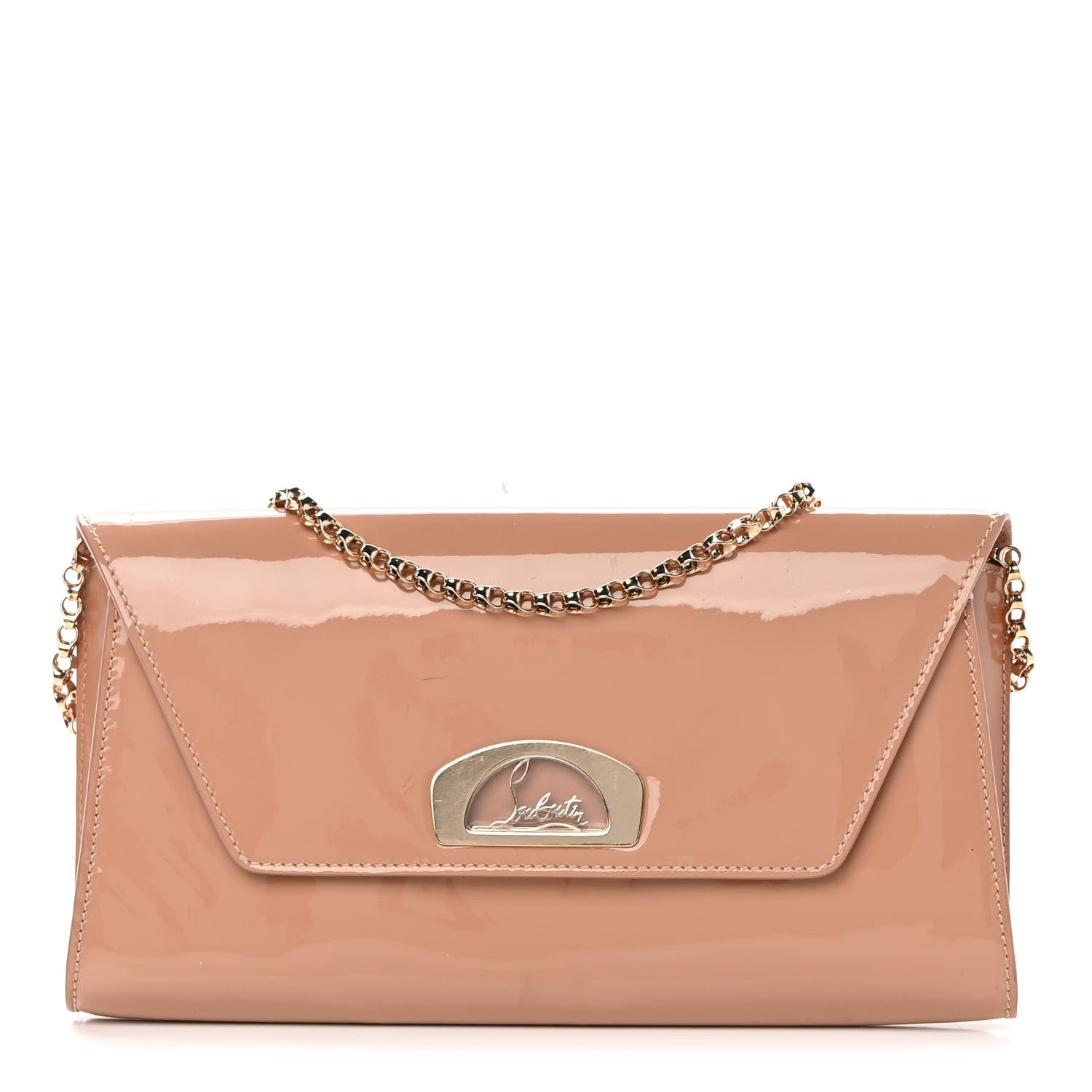 Christian Louboutin Patent Vero Dodat Clutch Nude 1 of 16
