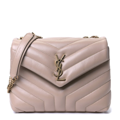Saint Laurent Calfskin Y Quilted Monogram Small Loulou Chain Satchel Dark Beige 1 of 6