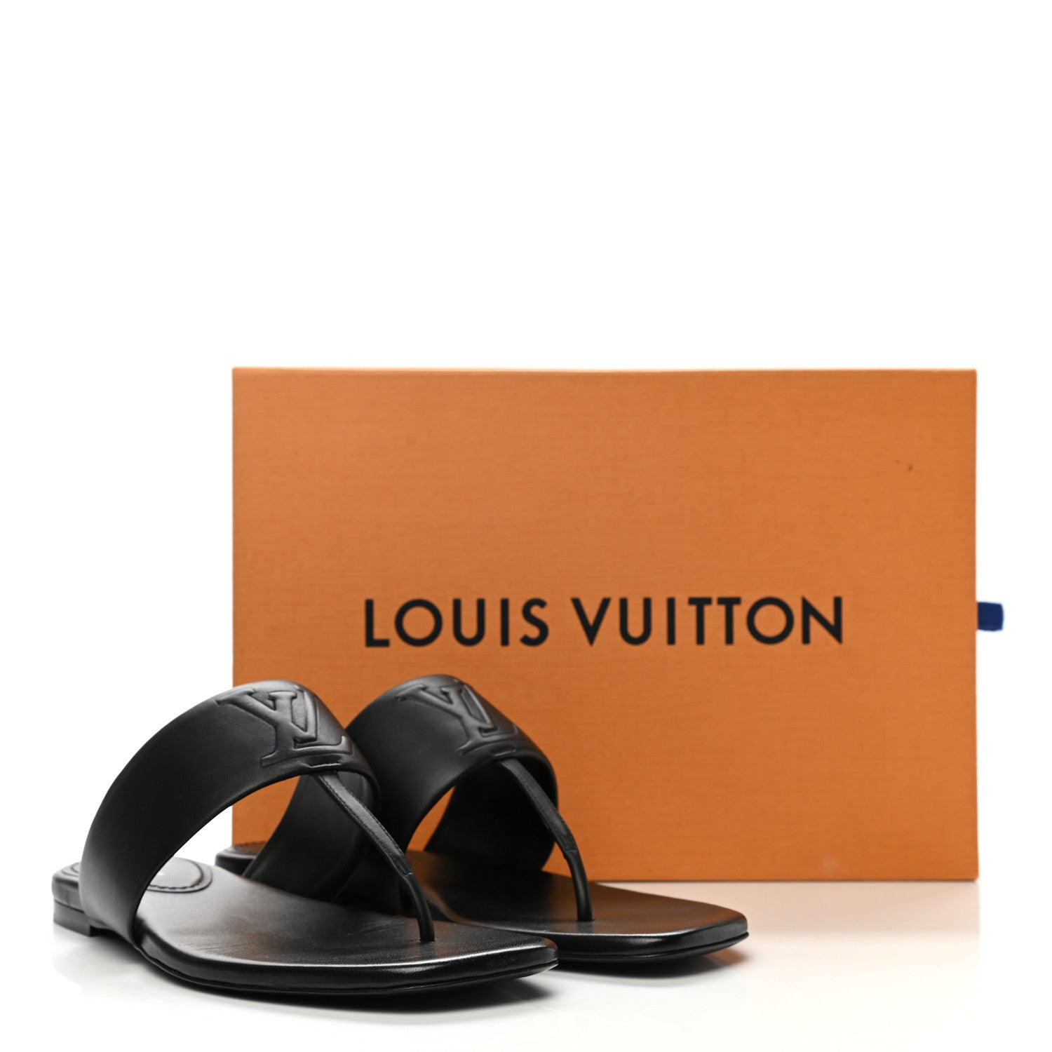 Louis Vuitton Lambskin Embossed Monogram Drapy Flat Thong Sandal 39 Black 9 of 9