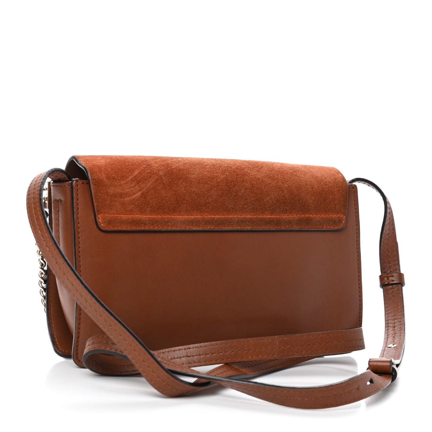 Suede Calfskin Small Faye Shoulder Bag Tobacco