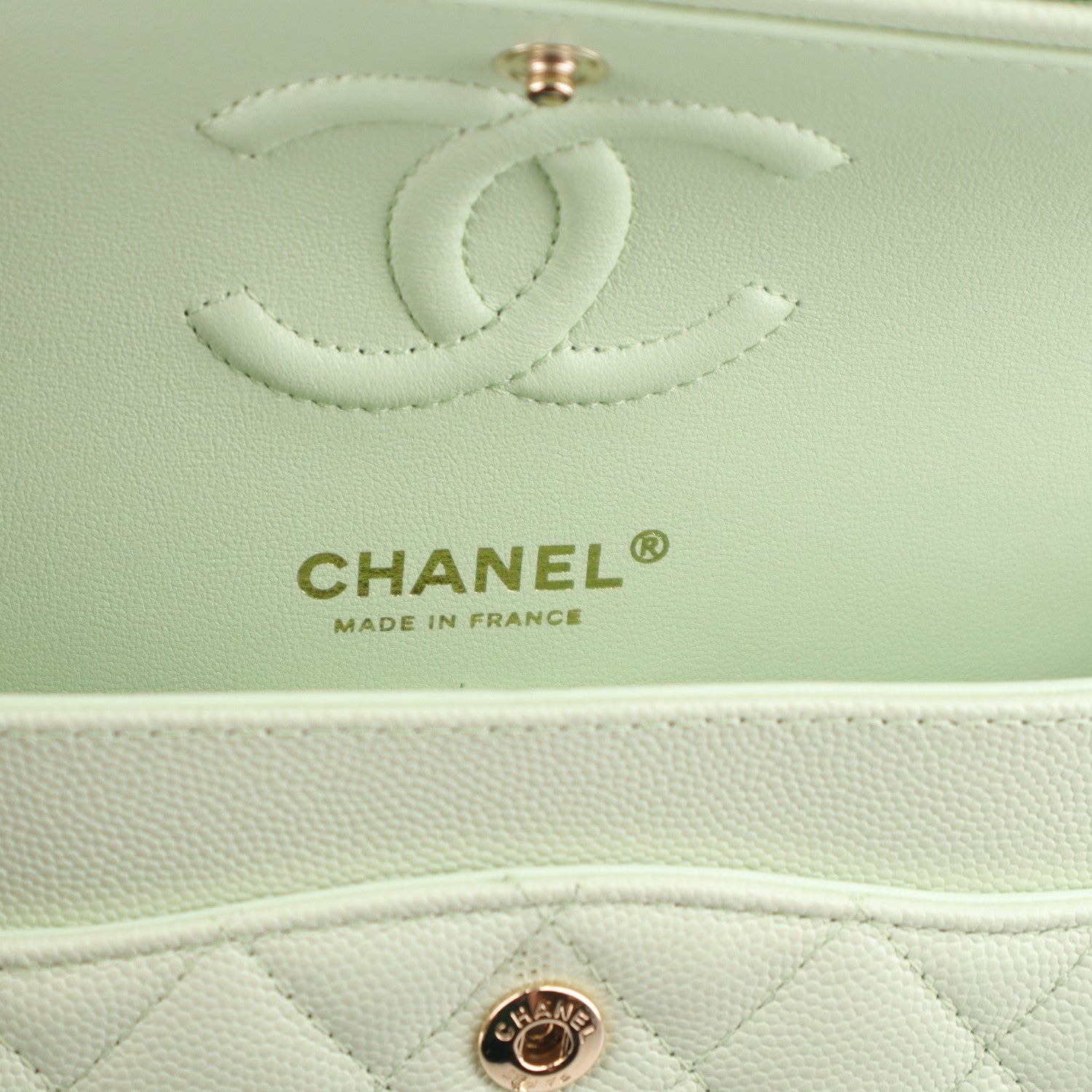 Chanel Caviar Quilted Small Double Flap Light Green 6 of 11