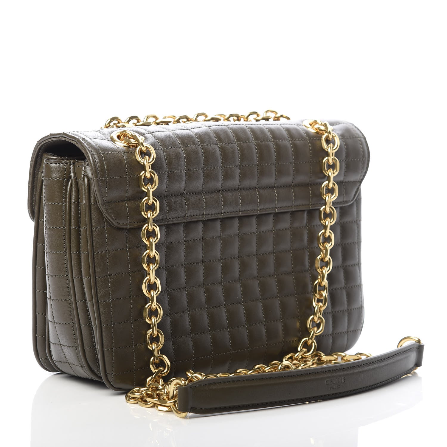 Celine Calfskin Quilted Medium C Bag Khaki 3 of 11